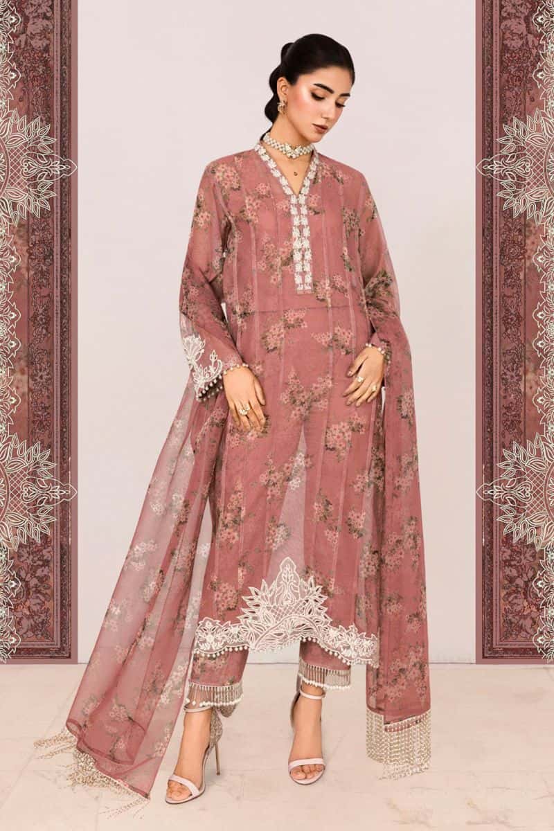 ABROSH – 3PC COTTON NET, ORGANZA & LAWN EID FESTIVE PRET