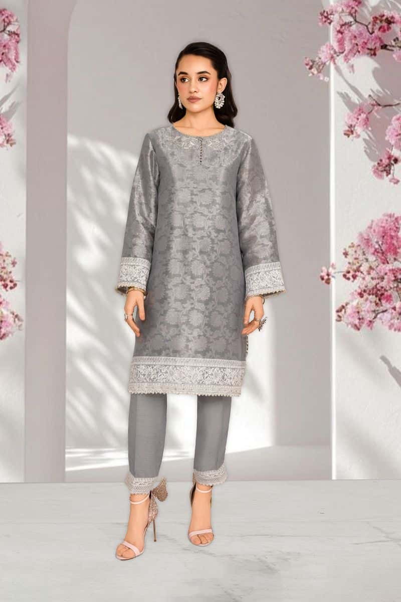 ZEHRAB – 2PC SELF JAMAWAR & RAWSILK EID FESTIVE PRET - alternate view