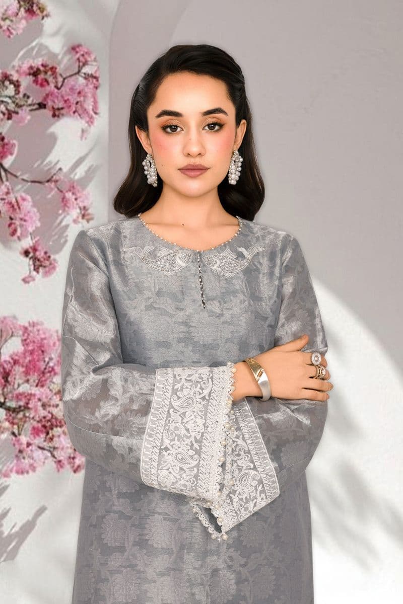 ZEHRAB – 2PC SELF JAMAWAR & RAWSILK EID FESTIVE PRET thumbnail