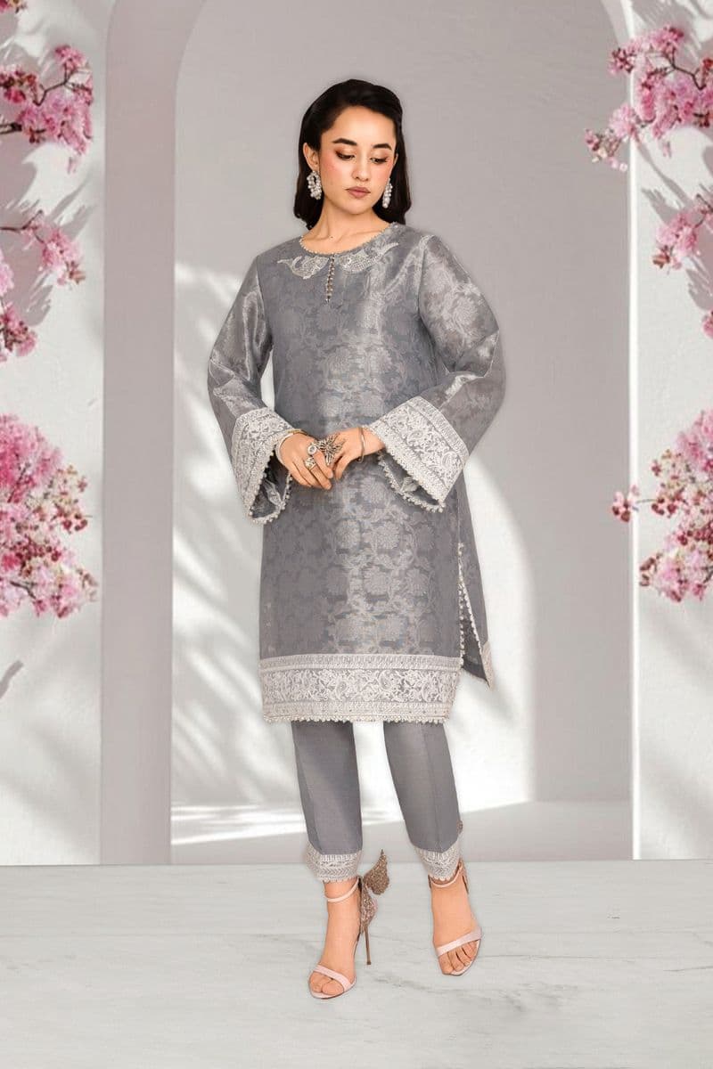 ZEHRAB – 2PC SELF JAMAWAR & RAWSILK EID FESTIVE PRET thumbnail
