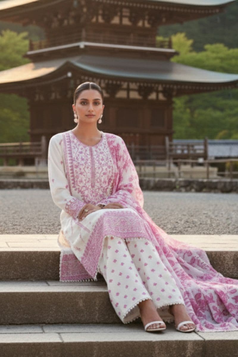 Embroidered - 3 Pc Lawn Suit (Lawn Dupatta) thumbnail