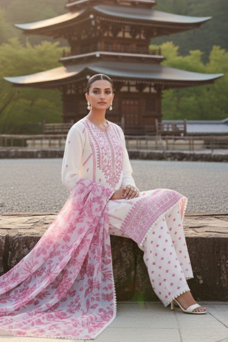 Embroidered - 3 Pc Lawn Suit (Lawn Dupatta) thumbnail