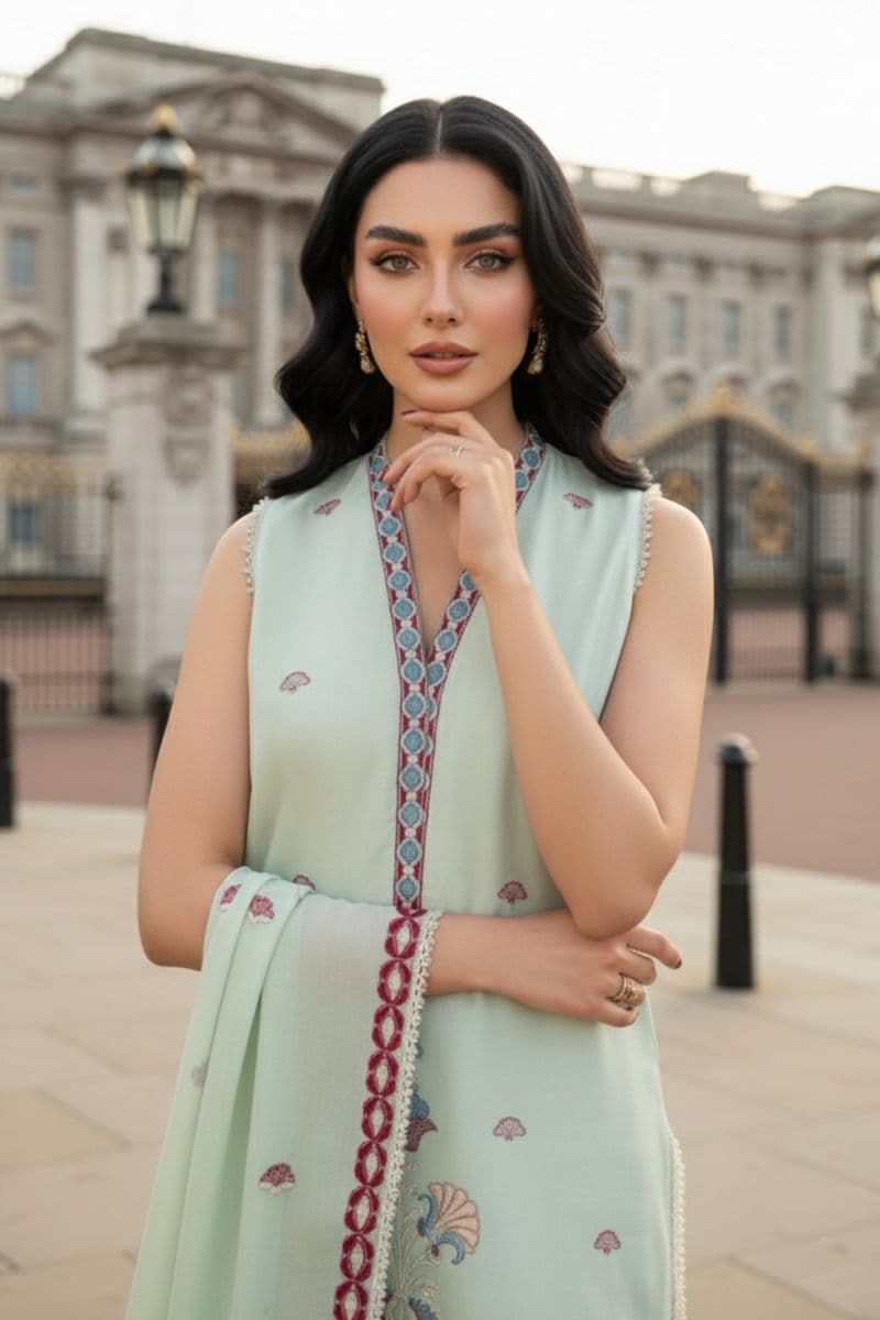 Embroidered - 3 Pc Lawn Suit (Dyed Embroidered Dupatta) thumbnail