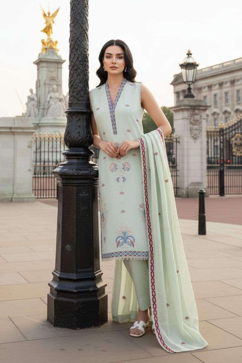 Embroidered - 3 Pc Lawn Suit (Dyed Embroidered Dupatta) thumbnail