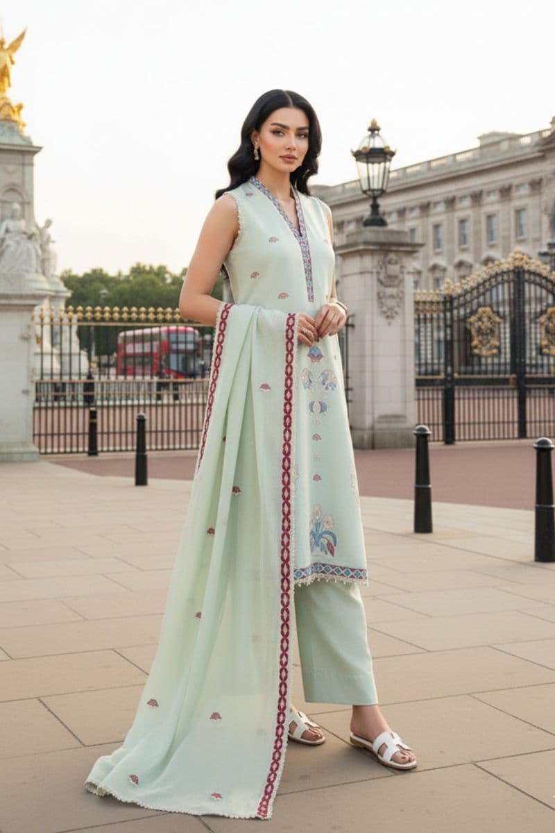 Embroidered - 3 Pc Lawn Suit (Dyed Embroidered Dupatta) thumbnail