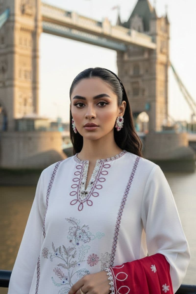 Embroidered - 3 Pc Lawn Suit (Dyed Embroidered Dupatta) thumbnail
