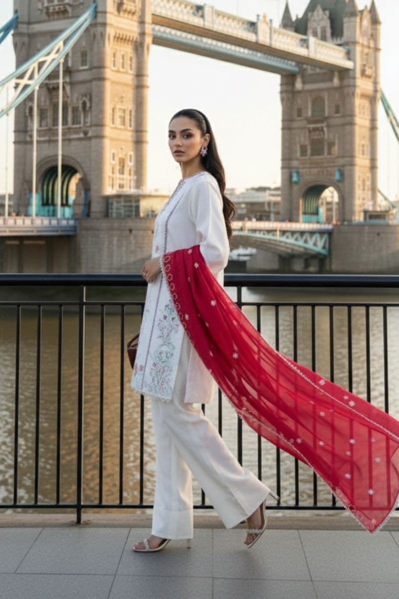 Embroidered - 3 Pc Lawn Suit (Dyed Embroidered Dupatta) thumbnail