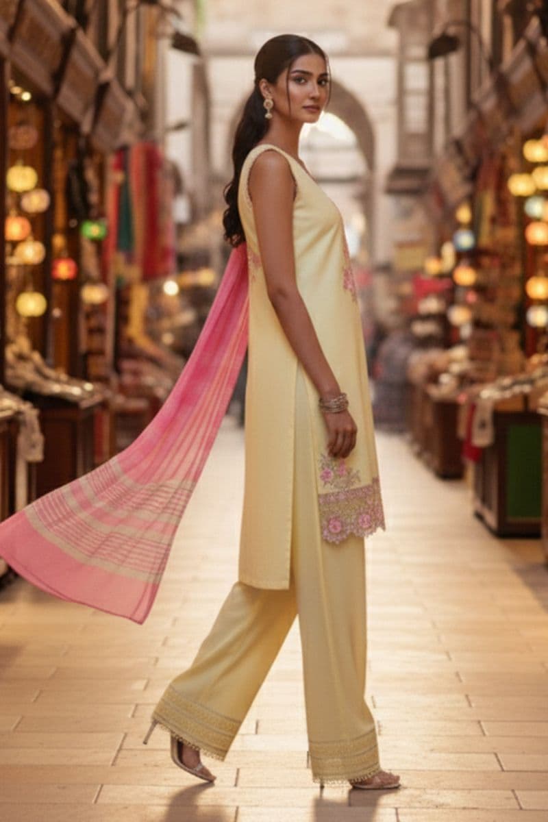 Embroidered - 3 Pc Lawn Suit (Dyed Yarn Dupatta) thumbnail