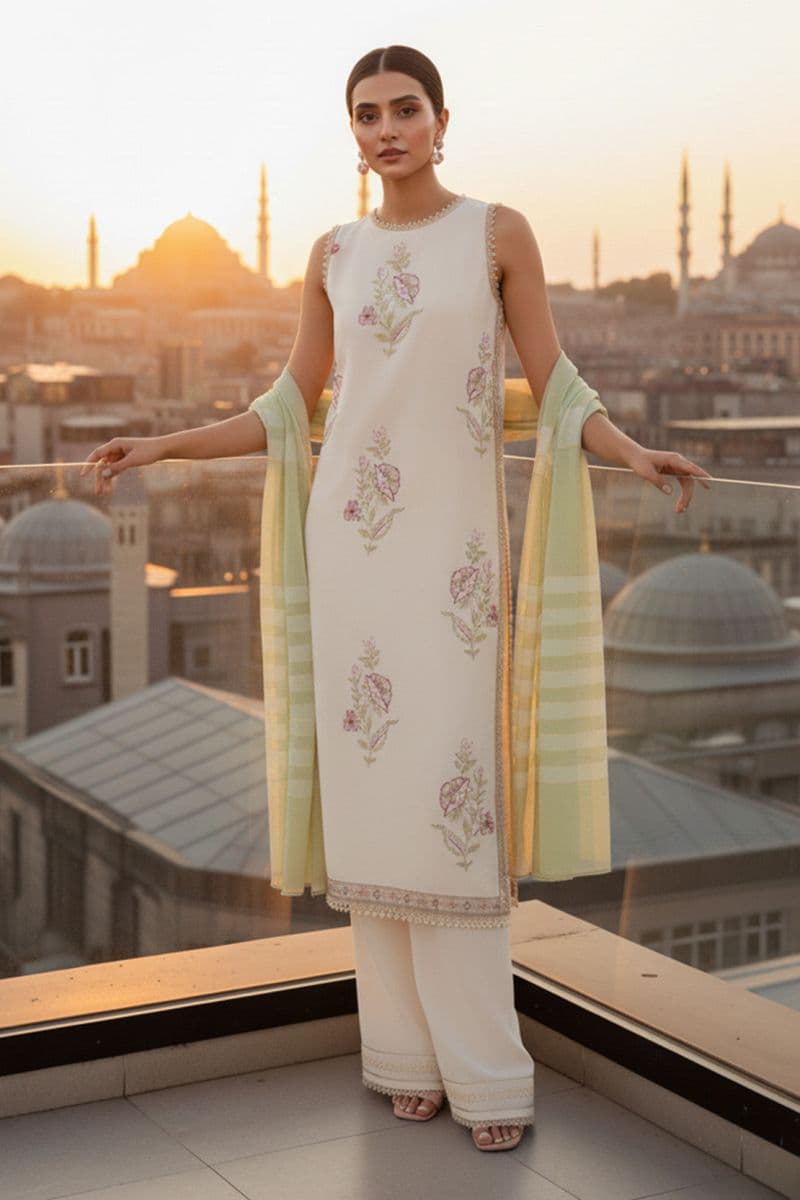 Embroidered - 3 Pc Lawn Suit (Dyed Yarn Dupatta) thumbnail
