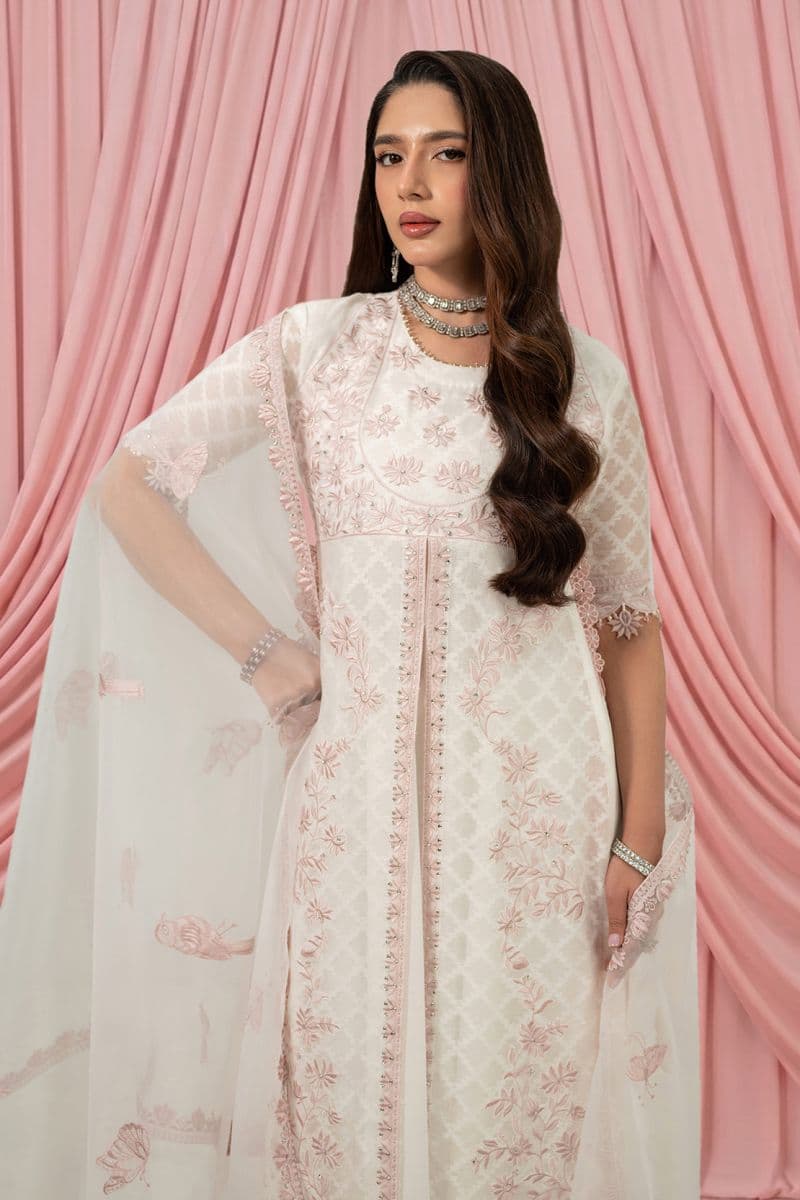 PEACH OPAL 2PC SELF COTTON NET & LAWN EID FESTIVE PRET thumbnail