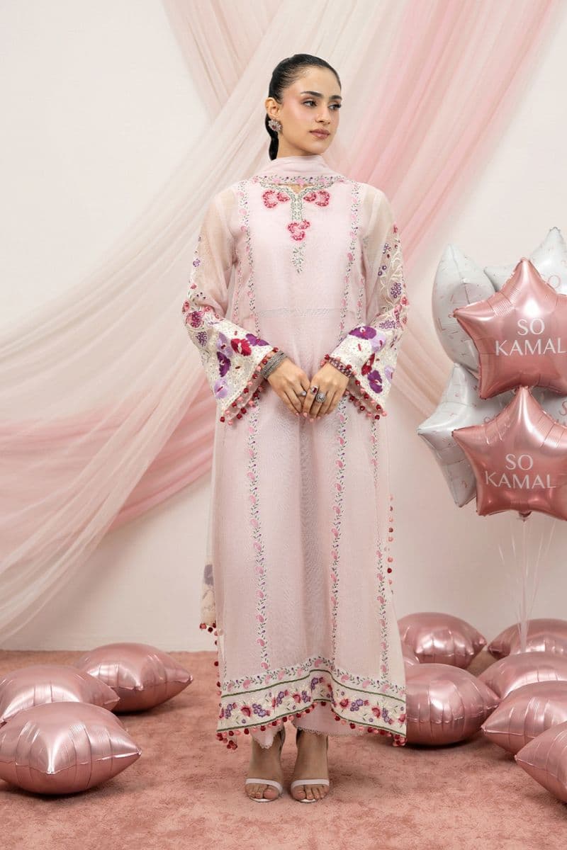 BUBBLEGUM 2PC KHAADI NET & CHIFFON EID FESTIVE PRET thumbnail