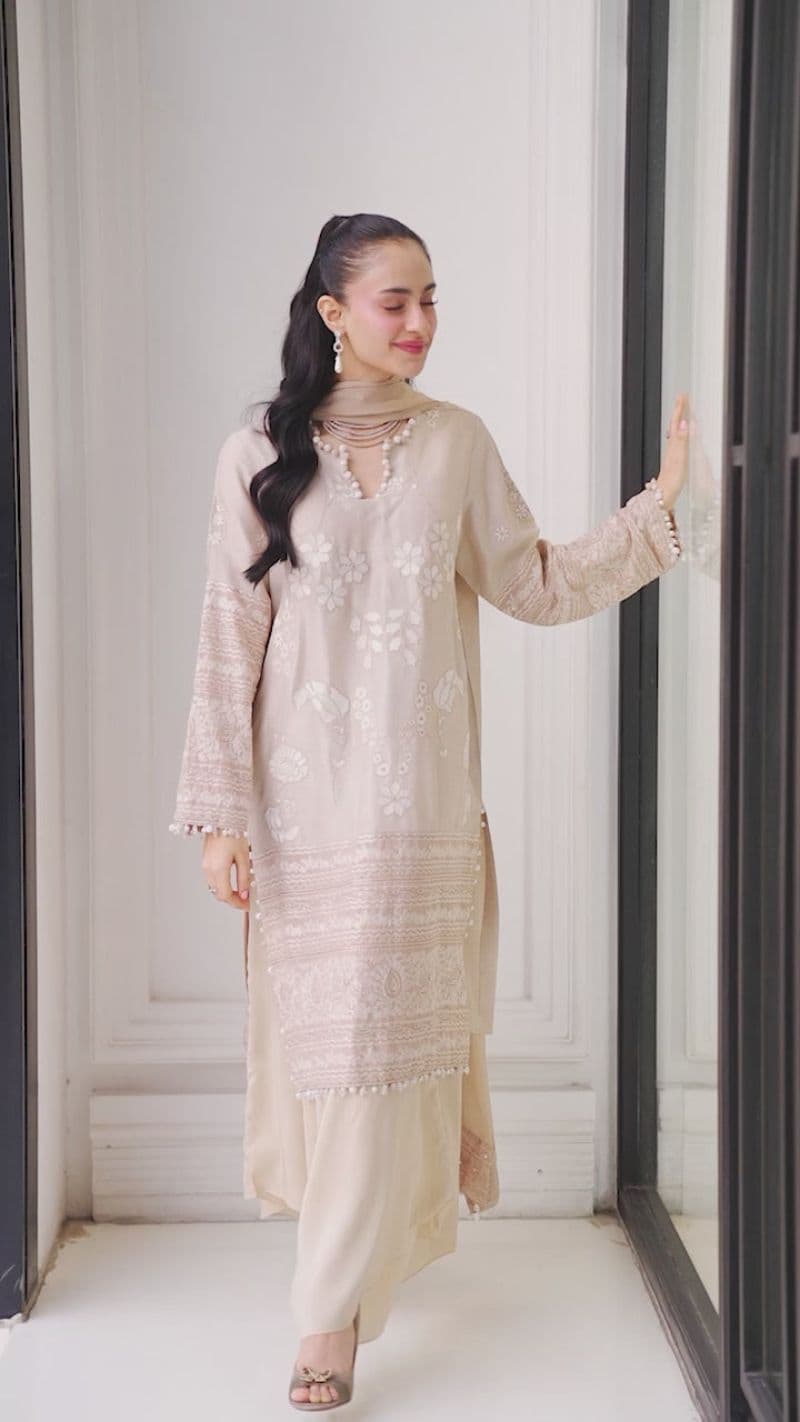 CARAMEL 2PC RAWSILK & CHIFFON EID FESTIVE PRET thumbnail