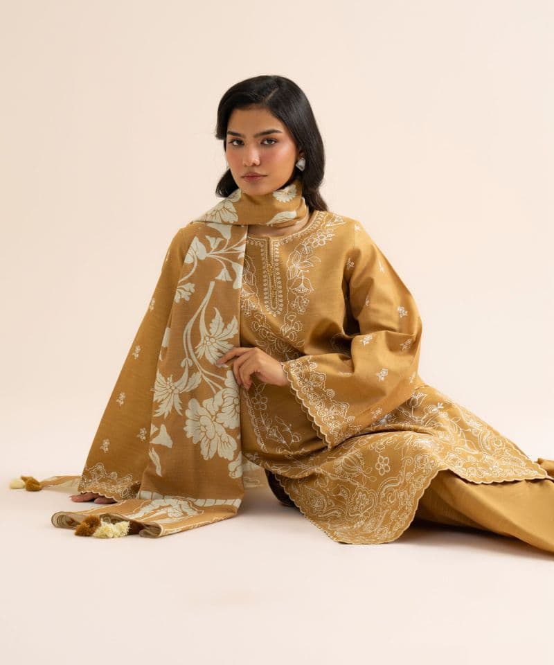 3 Piece - Embroidered Light Khaddar Suit thumbnail