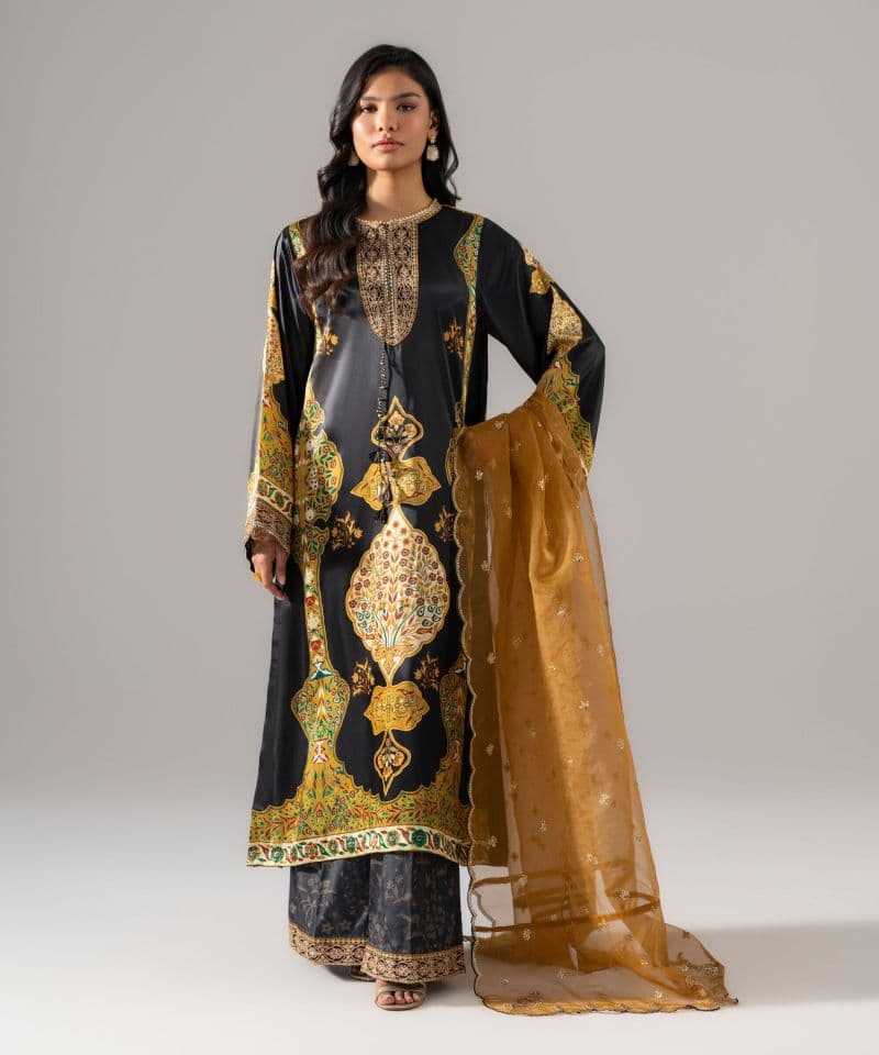 3 Piece - Embroidered Satin Suit thumbnail