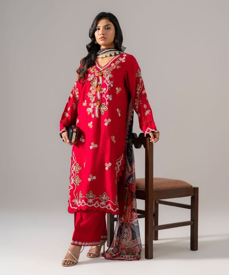 3 Piece - Embroidered Raw Silk Suit thumbnail