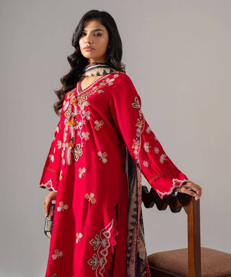3 Piece - Embroidered Raw Silk Suit thumbnail