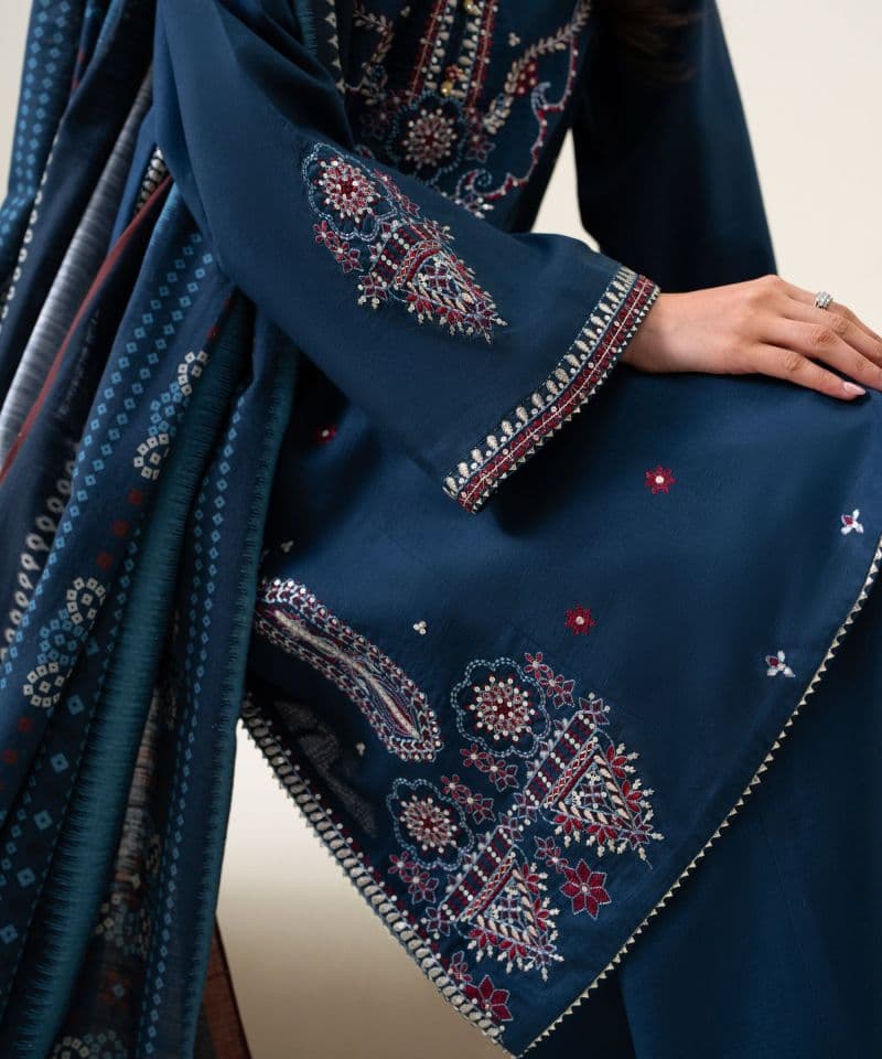 3 PIECE - EMBROIDERED LIGHT KHADDAR SUIT thumbnail