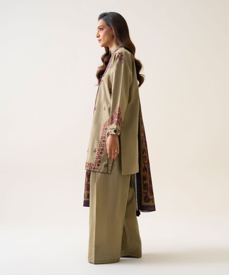 3 Piece - Embroidered Textured Cotton Suit thumbnail
