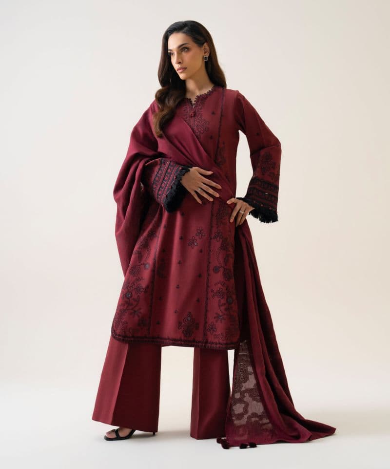 3 Piece - Embroidered Light Khaddar Suit thumbnail