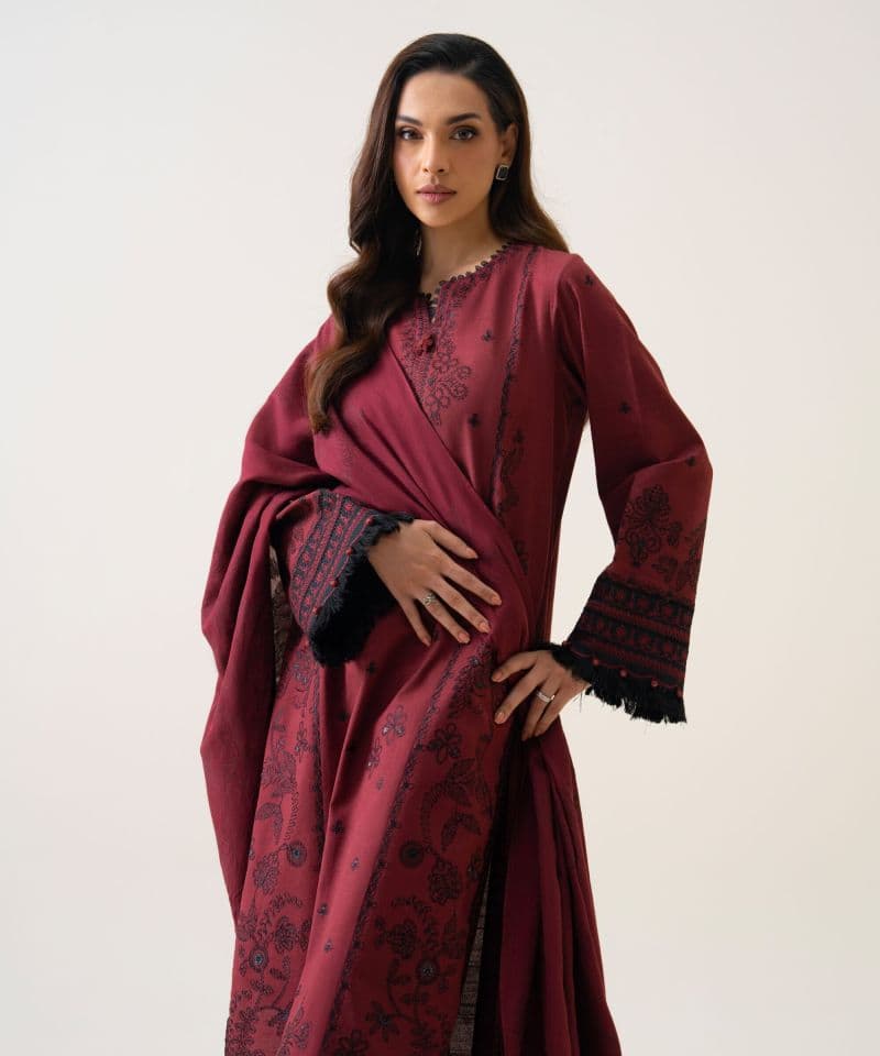 3 Piece - Embroidered Light Khaddar Suit thumbnail