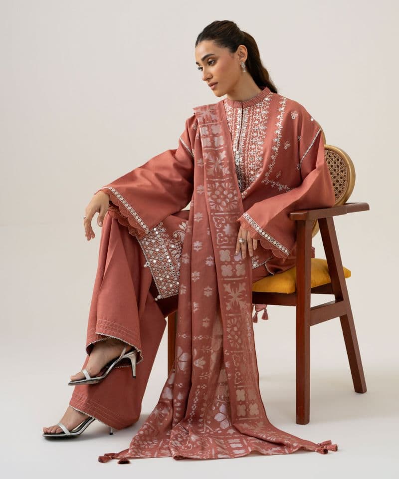 3 Piece - Embroidered Light Khaddar Suit thumbnail