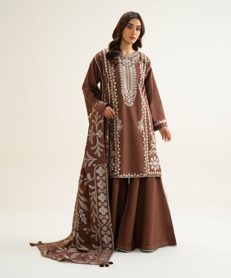3 Piece - Embroidered Light Khaddar Suit thumbnail