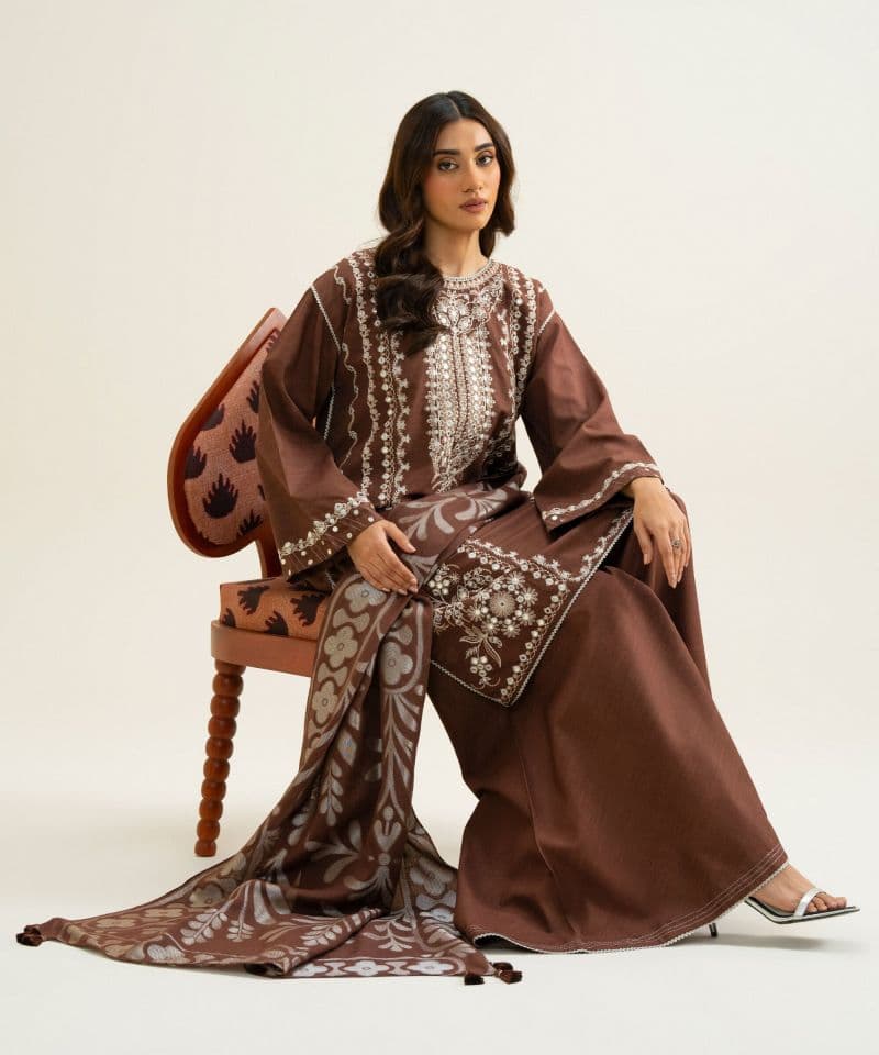 3 Piece - Embroidered Light Khaddar Suit thumbnail