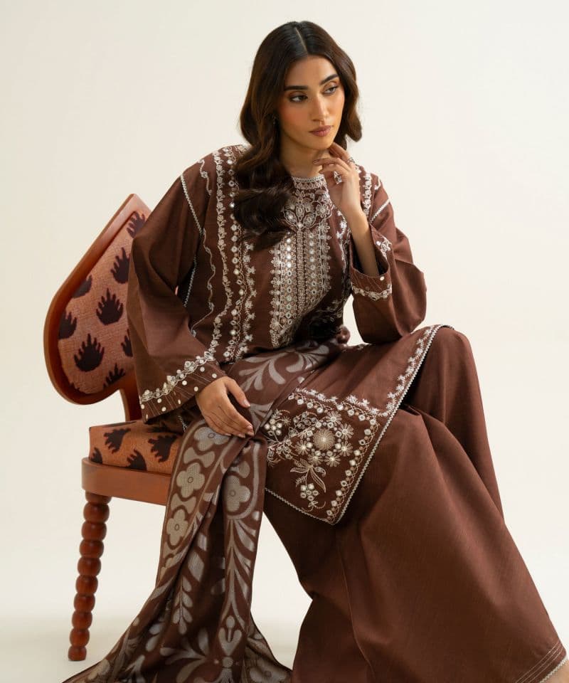 3 Piece - Embroidered Light Khaddar Suit thumbnail
