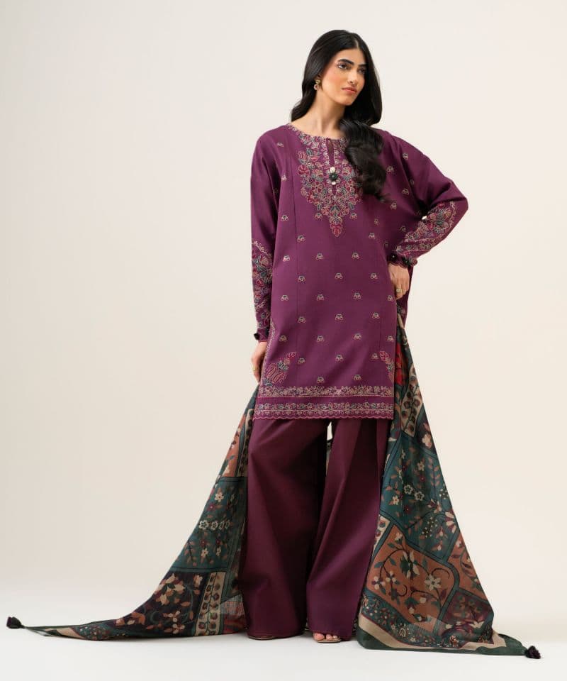 3 Piece - Embroidered Textured Cotton Suit thumbnail