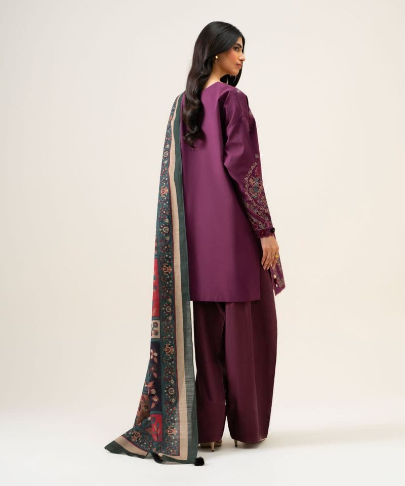 3 Piece - Embroidered Textured Cotton Suit thumbnail