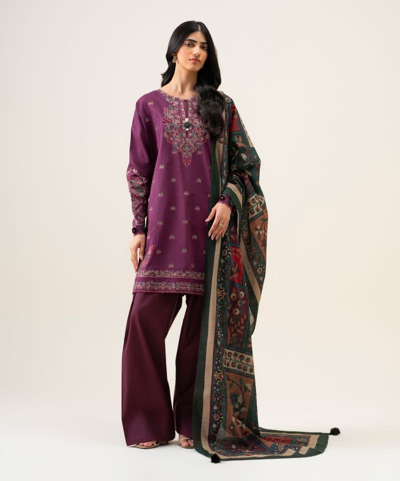 3 Piece - Embroidered Textured Cotton Suit thumbnail