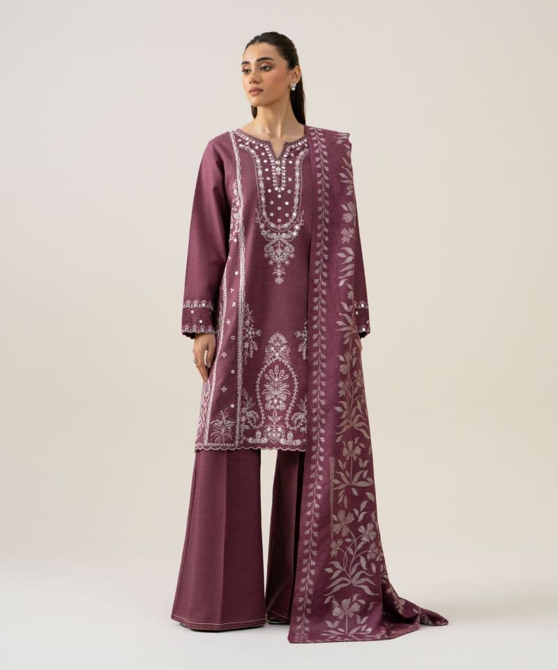 3 Piece - Embroidered Light Khaddar Suit thumbnail