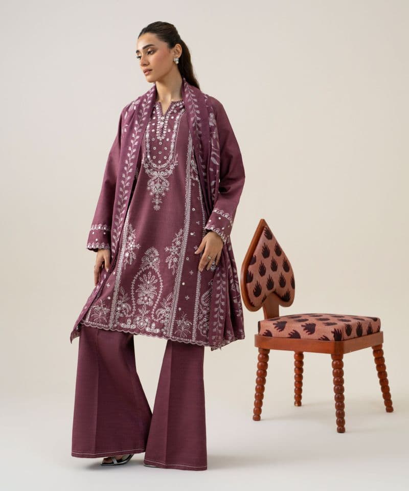 3 Piece - Embroidered Light Khaddar Suit thumbnail