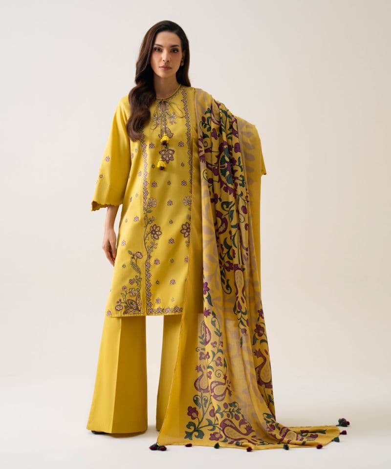 3 Piece - Embroidered Cotton Twill Suit thumbnail