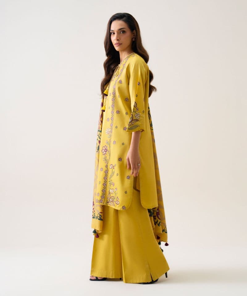 3 Piece - Embroidered Cotton Twill Suit thumbnail