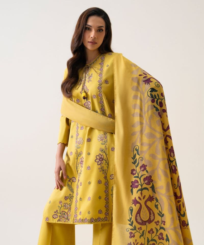 3 Piece - Embroidered Cotton Twill Suit thumbnail