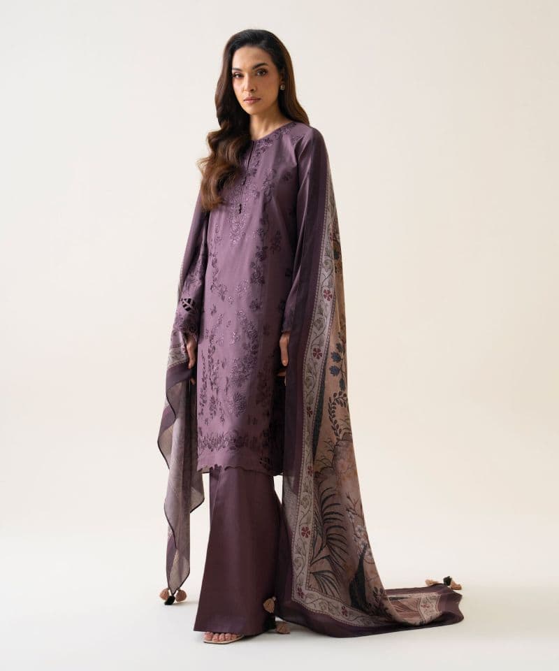 3 Piece - Embroidered Cotton Twill Suit thumbnail
