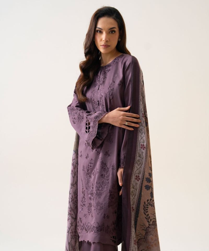 3 Piece - Embroidered Cotton Twill Suit thumbnail