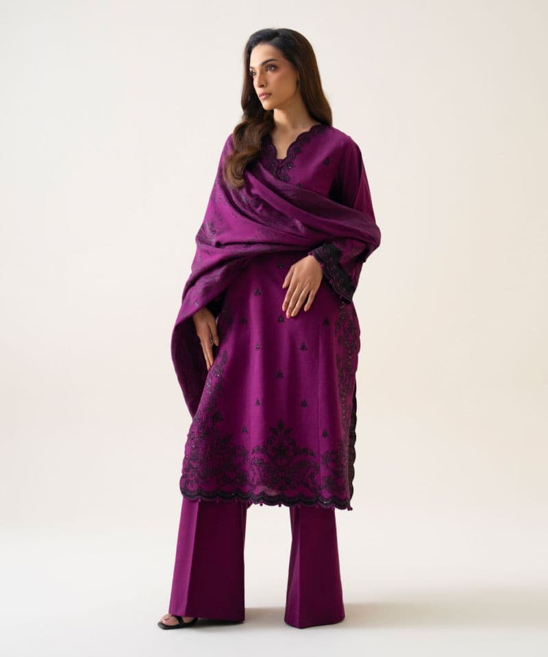 3 Piece - Embroidered Light Khaddar Suit thumbnail