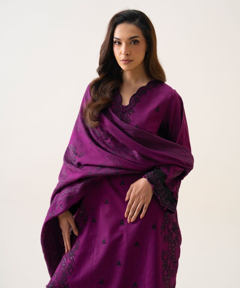 3 Piece - Embroidered Light Khaddar Suit thumbnail