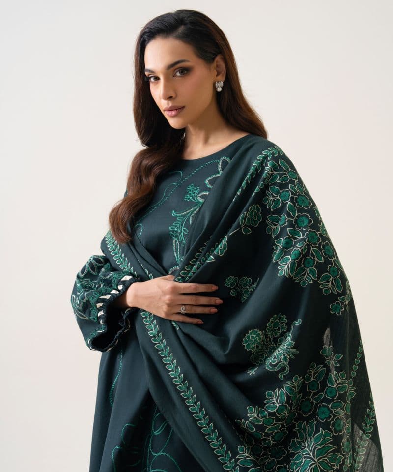 3 Piece - Embroidered Textured Cotton Suit thumbnail