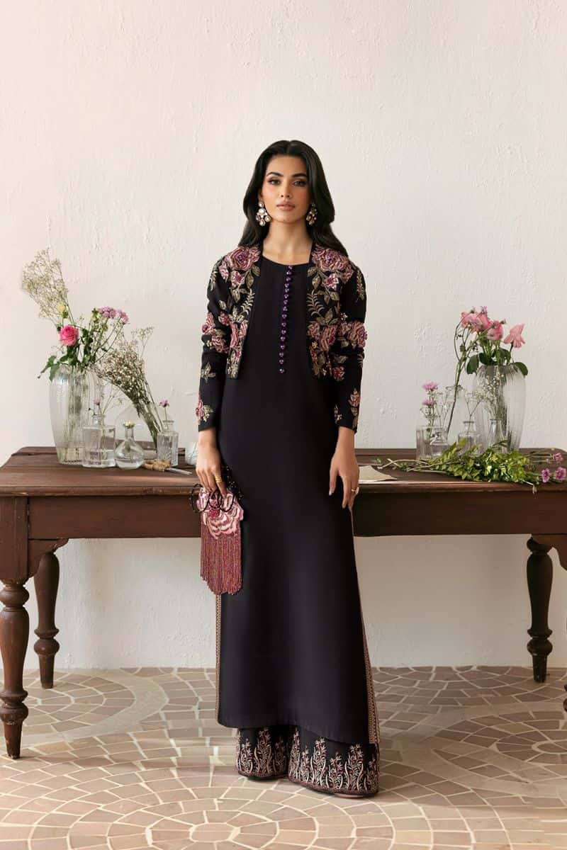 Embroidered Silk 3 Piece Ready-to-Wear Suit