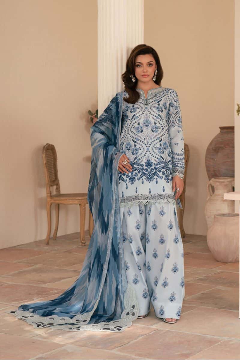 Embroidered Printed lawn silk and chiffon Printed lawn silk embroidered 3 Piece Ready-to-Wear Suit