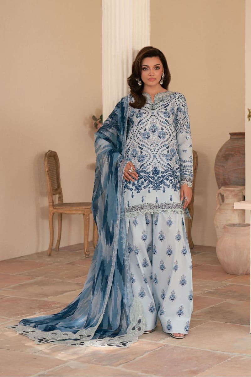 Embroidered Printed lawn silk and chiffon Printed lawn silk embroidered 3 Piece Ready-to-Wear Suit thumbnail