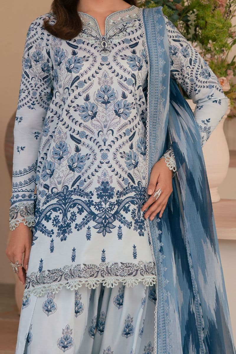 Embroidered Printed lawn silk and chiffon Printed lawn silk embroidered 3 Piece Ready-to-Wear Suit thumbnail