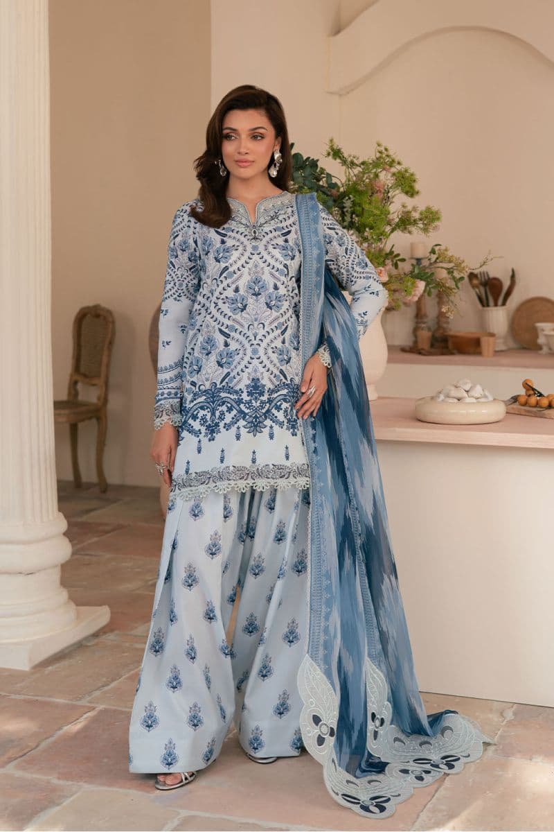 Embroidered Printed lawn silk and chiffon Printed lawn silk embroidered 3 Piece Ready-to-Wear Suit thumbnail