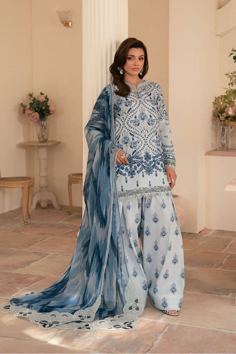 Embroidered Printed lawn silk and chiffon Printed lawn silk embroidered 3 Piece Ready-to-Wear Suit thumbnail