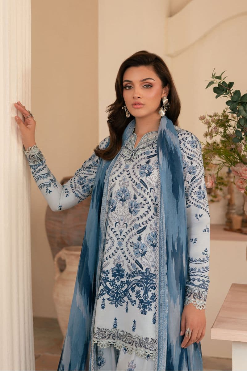 Embroidered Printed lawn silk and chiffon Printed lawn silk embroidered 3 Piece Ready-to-Wear Suit thumbnail