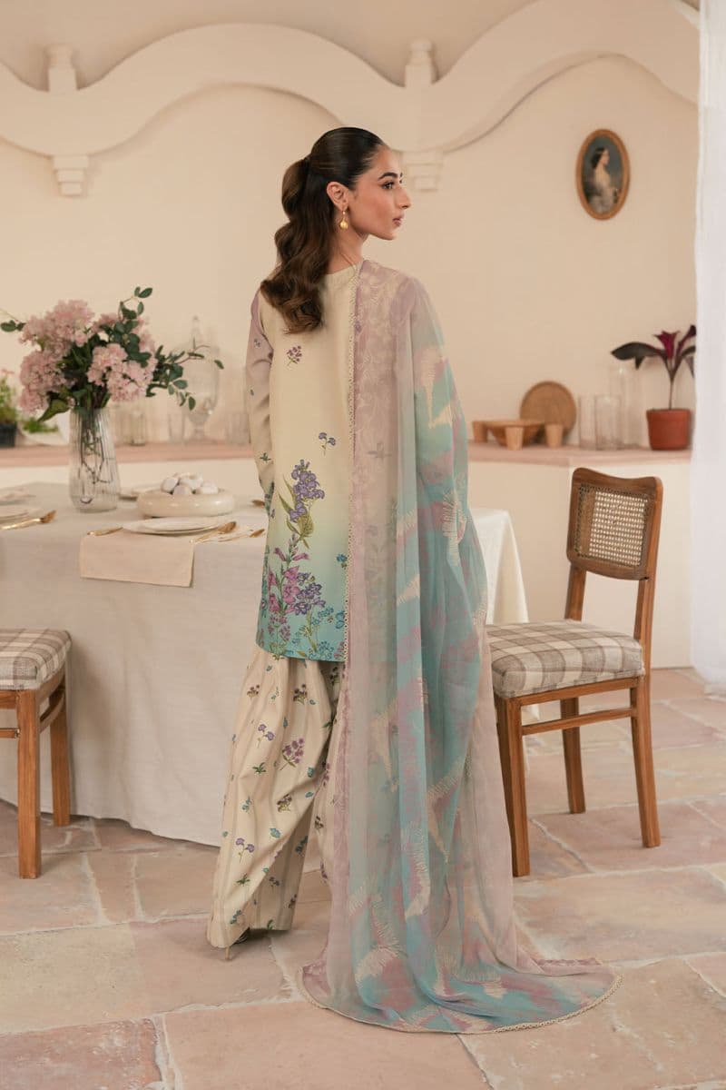 Embroidered Printed lawn silk and chiffon Printed lawn silk embroidered 3 Piece Ready-to-Wear Suit thumbnail