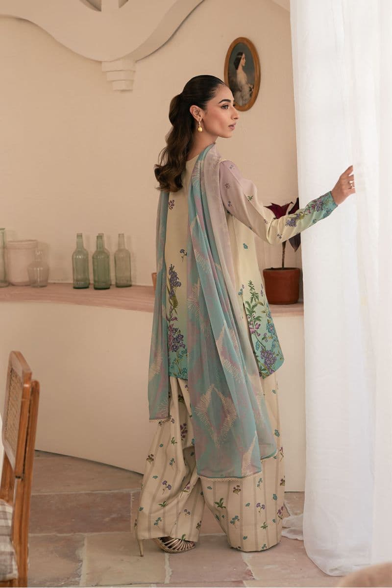 Embroidered Printed lawn silk and chiffon Printed lawn silk embroidered 3 Piece Ready-to-Wear Suit thumbnail